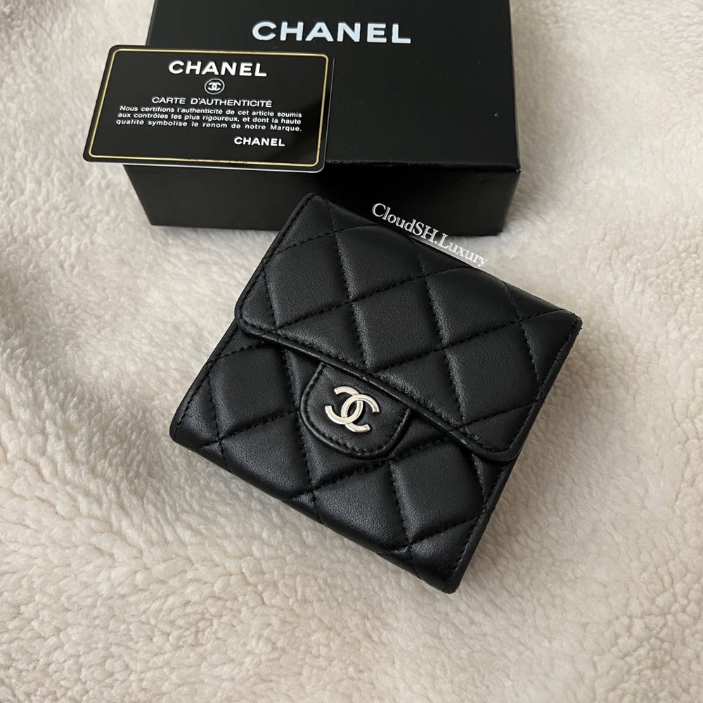Auth Chanel Classic Quilted Twin Face Flap Compact Wallet - Rare